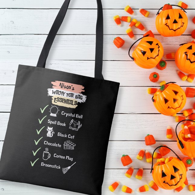 Essencial de Tote Witchy | Magic Witchcraft (Witchy Tote Bag Essentials Quote Halloween Tote Bag)