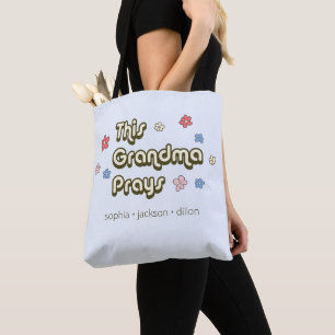Esta Avó Reza Bolsa Tote Azul Claro Retro