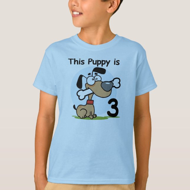 Esta camiseta de aniversário de 3 anos de puppy e  (Frente)