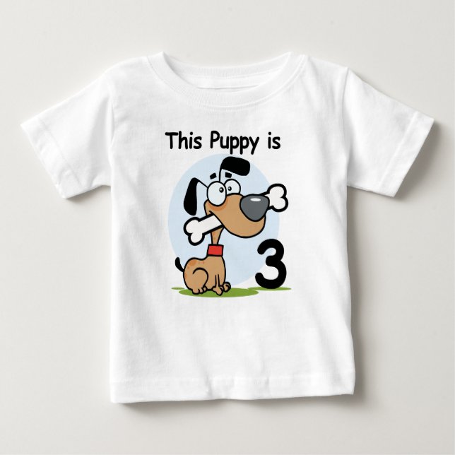 Esta camiseta de aniversário de 3 anos de puppy e  (Frente)