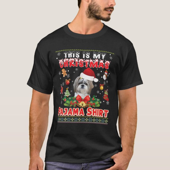 Esta É A Minha Camisa De Pajama De Natal Shih Tzu  (Frente)