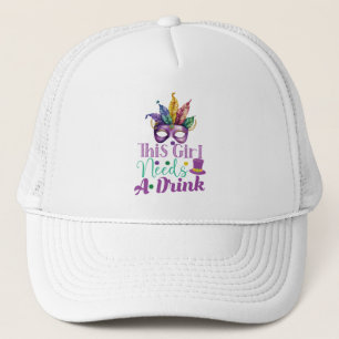 Esta Garota Precisa de uma Bebida Mardi Gras Boné