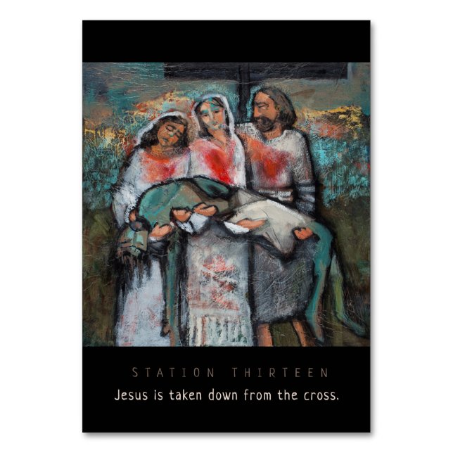 Estação 13, Jesus derrubado, Cartão de Oração (Frente)