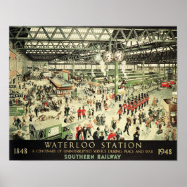 Estação de Waterloo Antiga no Sul do Poster ferrov