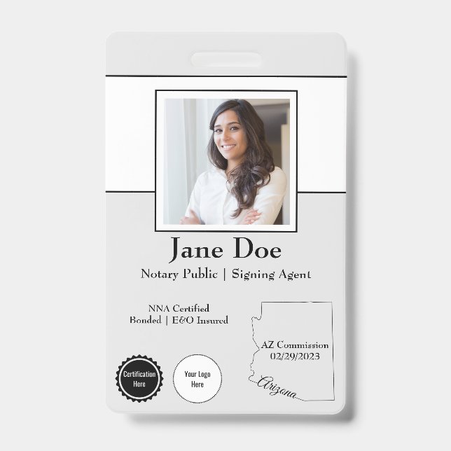 Estado da Arizona Notária Crachá Pública com Códig (Frente)