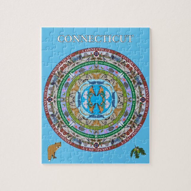 Estado de Connecticut Mandala Quebra-cabeça (Vertical)