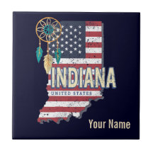 Estado de Indiana Estados Unidos - Retro Map Vinta