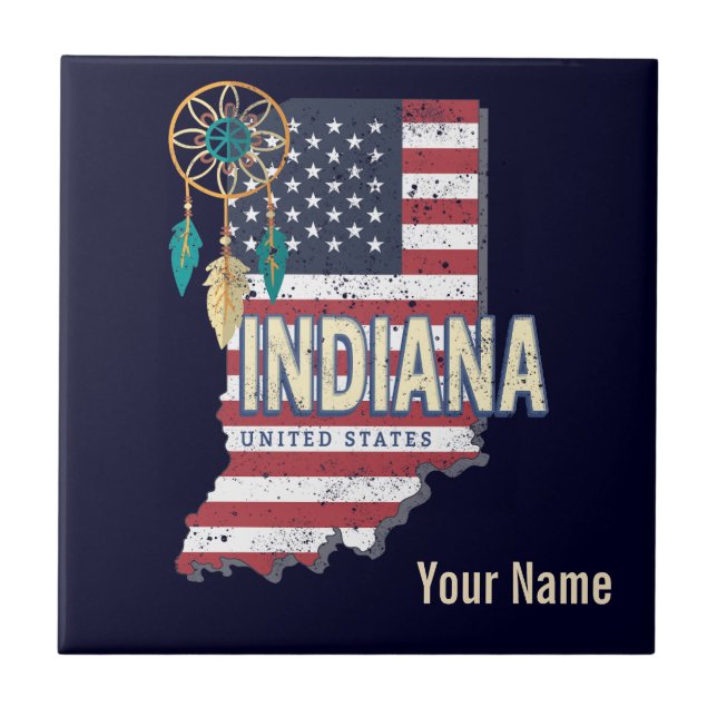Estado de Indiana Estados Unidos - Retro Map Vinta (Frente)
