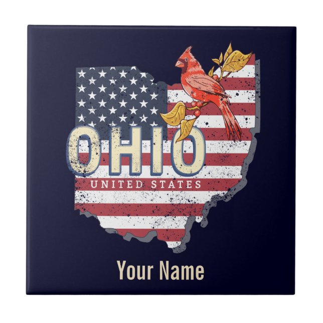 Estado de Ohio Estados Unidos - Retro Map Vintage  (Frente)