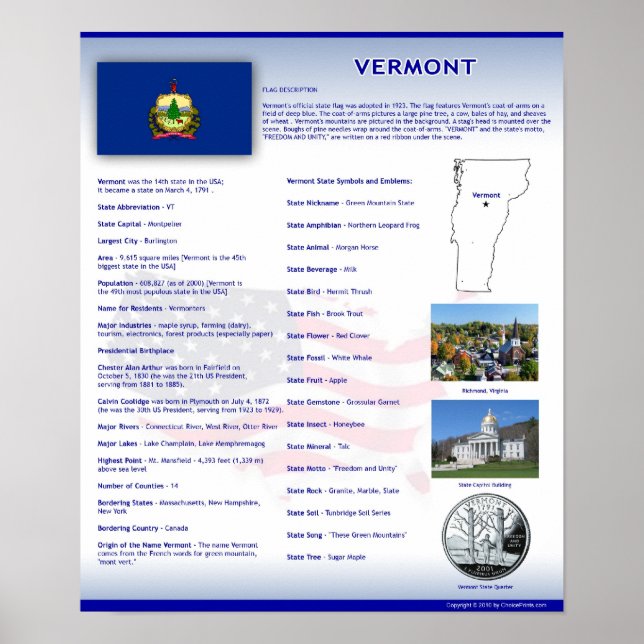 Estado de Vermont, Posters VT (Frente)