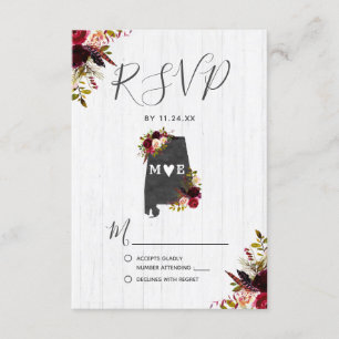 Estado do Alabama Destino Rustic Wedding RSVP