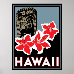 estados unidos do hawaii eua art deco retro poster