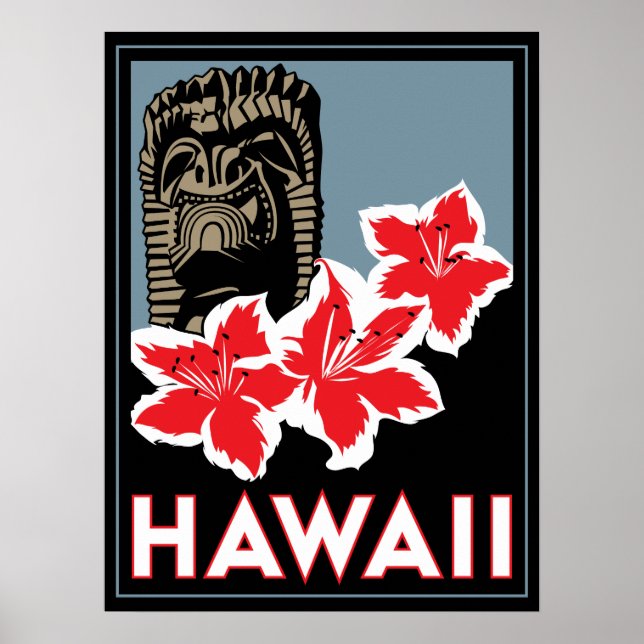 estados unidos do hawaii eua art deco retro poster (Frente)