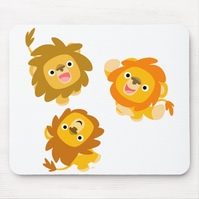 "Estamos aqui!" Cartoon Bonito Lions Mousepad (Frente)