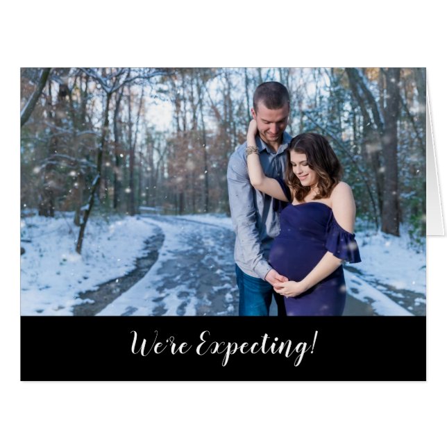 Estamos esperando Cartão com fotos de anúncio de g (Frente horizontal)