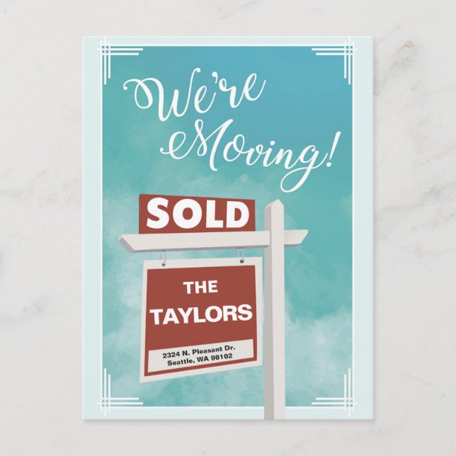 Estamos mudando o cartão postal do anúncio de relo (Frente)