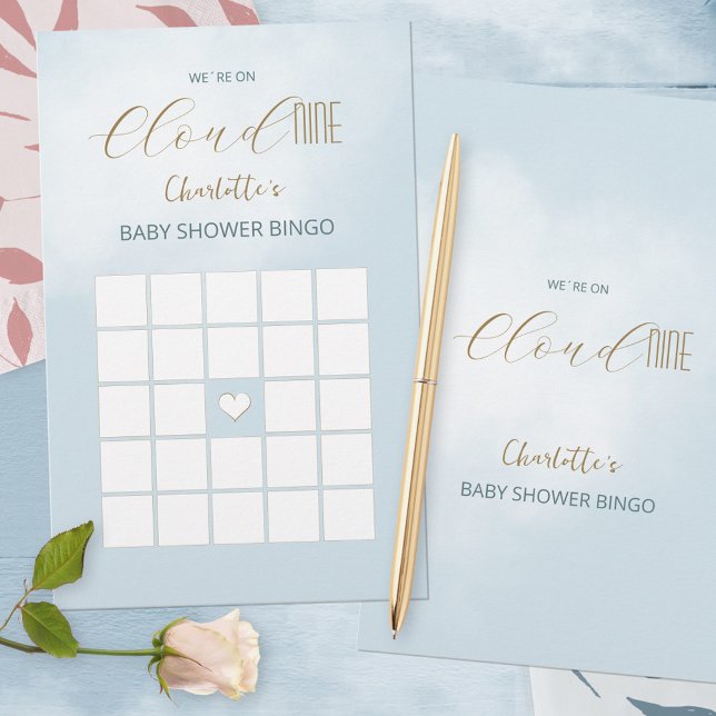 Estamos no jogo do Bingo Chá de fraldas Azul da Nu (We´re on Cloud 9 Blue Baby Shower Bingo Game ©Susanne Sachers - Sunny Mind Design 🌞)