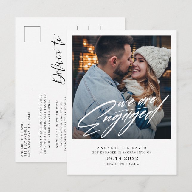 Estamos Noivos Cartão de Anúncio de Foto Moderna (Frente/Verso)