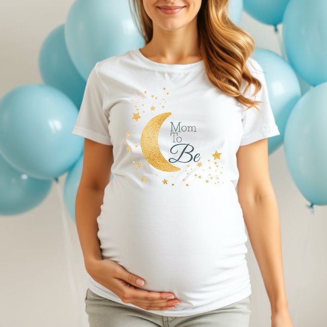 Estamos sobre a Lua Mãe para ser Chá de fraldas (We're Over the Moon Mom To Be Baby Shower Tri-Blend Shirt)