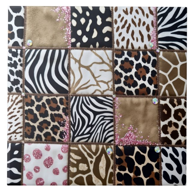 Estampa de Animal de Luxo Rosa com Rhinestone (Frente)