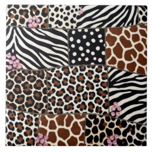 Estampa de Animal de Luxo Rosa com Rhinestone