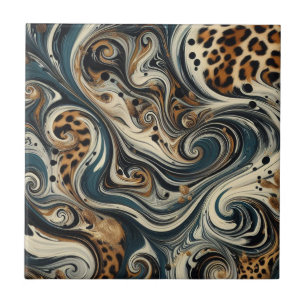 Estampa de leopardo abstrata em espiral