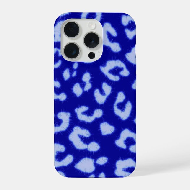 Estampa de leopardo em batik azul - capa de telefo (Verso)