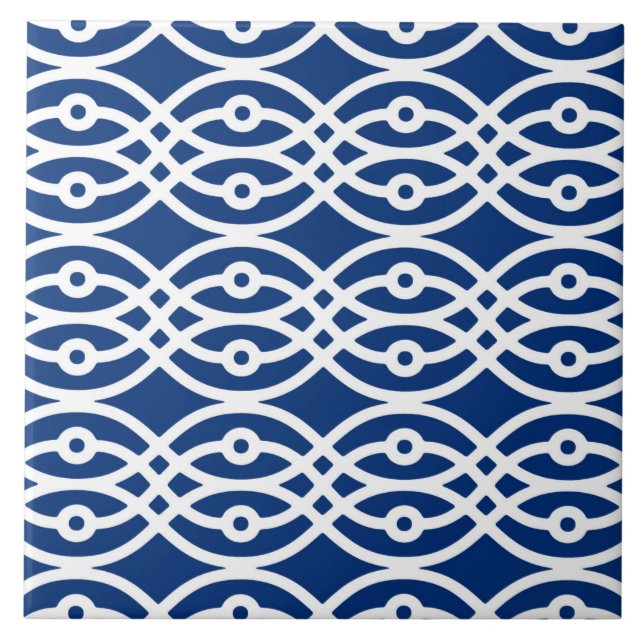 Estampa de quimono, azul marinho e branco (Frente)