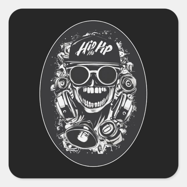 Estampa Hip Hop - Hip Hop Skull Vibes - Adesivo (Frente)
