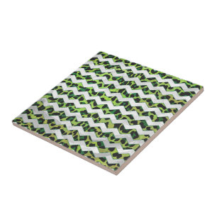 Estampa Preta e Verde de Leopard Chevron