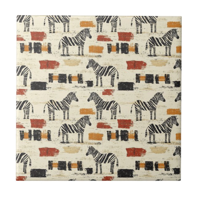 Estampa Safari Boho Rústica de Zebra Vintage (Frente)