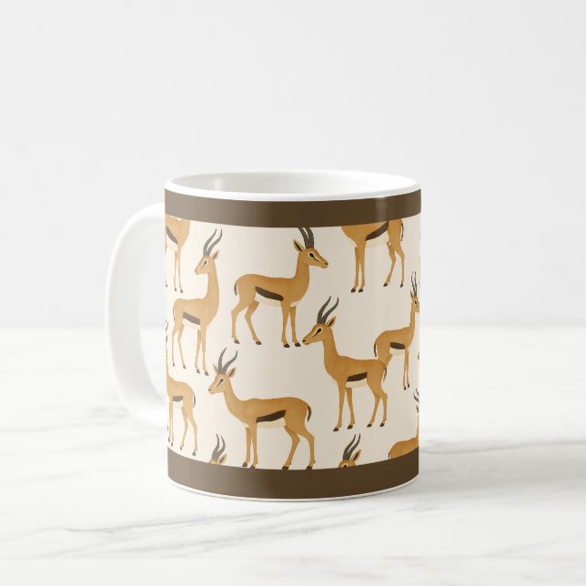 "ESTAMPADO DE GAZELA" - CANECA DE CAFÉ DE 11 OZ. (Frente Esquerda)