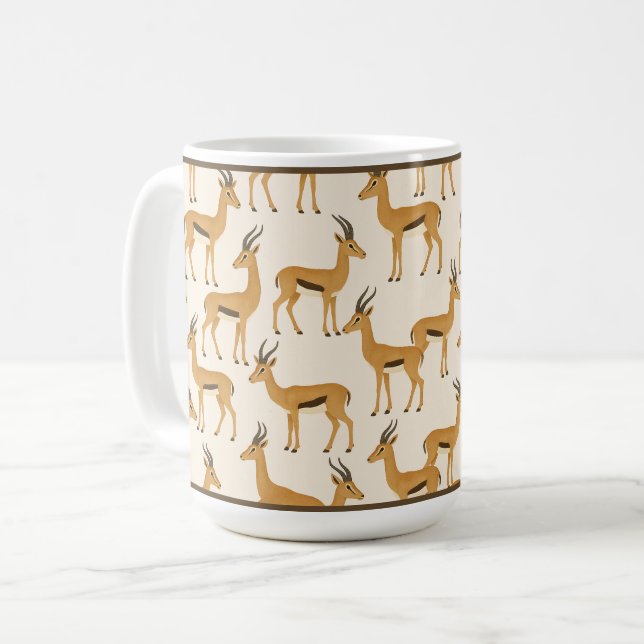 "ESTAMPADO DE GAZELA" - CANECA DE CAFÉ DE 15 OZ (Frente Esquerda)