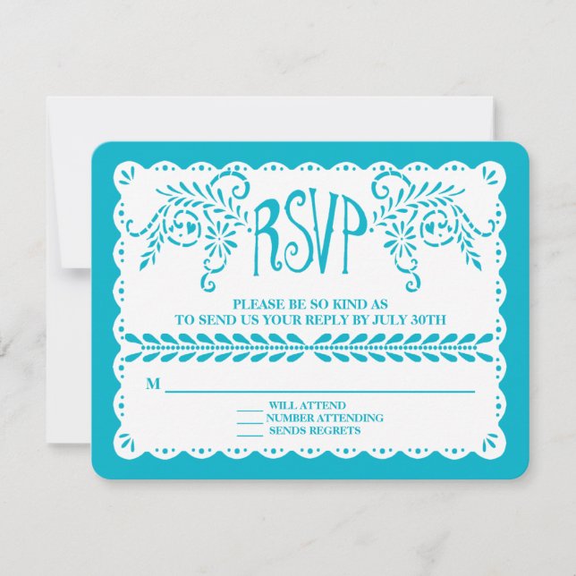 Estandarte de casamento Papel Picado RSVP Blue Poo (Frente)