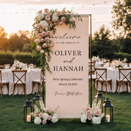 Estandarte de casamento personalizado em linho | T