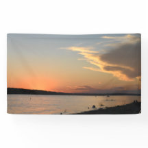 Estandarte de festa com design de pôr do sol (part