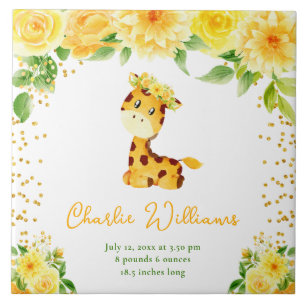 Estatísticas de Nascimento Girafa Amarelo Floral