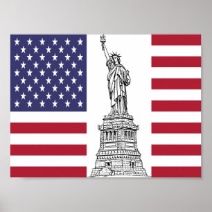Estátua da Bandeira Americana do Poster da Liberda