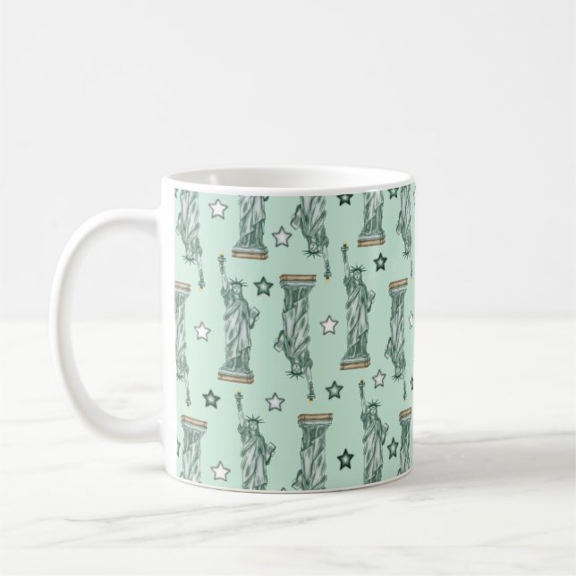 Estátua da Liberdade - Caneca de Café com Estrelas (Esquerda)