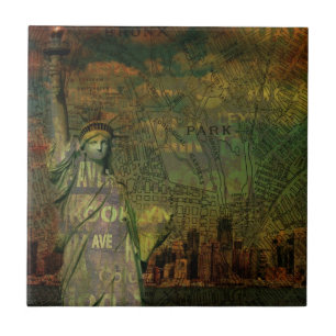 Estátua da liberdade do mapa de New York do