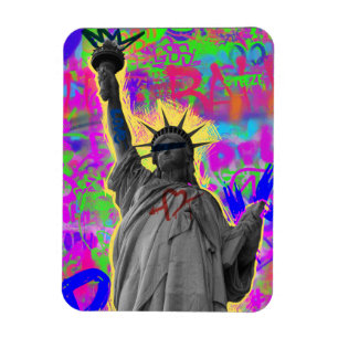 Estátua da Liberdade - Ímã de Pop Art com Grafite