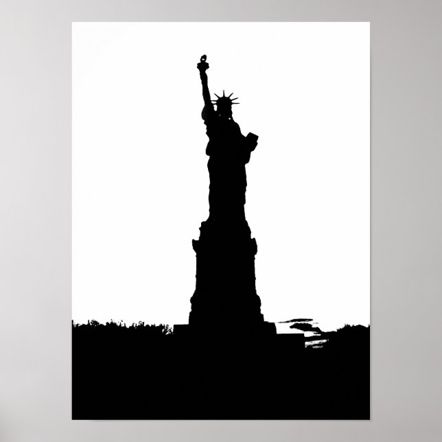 Estátua da Liberdade Silhouette Poster Impressão (Frente)