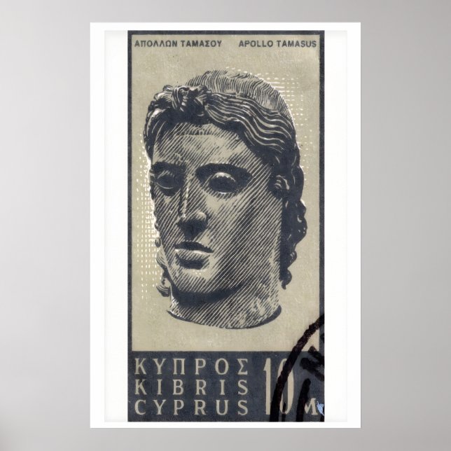 Estatua de Apolo - Chipre - Impressão de Selo Post (Frente)