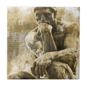 Estátua de bronze afligida Auguste Rodin o