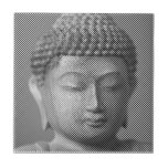 Estátua De Cara De Buda Preta E Branca Formada Por<br><div class="desc">Azulejos de cerâmica decorativa com a face de Siddhartha Gautama, Buda, com efeito esculpido. Imagem formada por linhas de largura variável. Dar ideia para pessoas que amam arte asiática e espiritualidade.</div>
