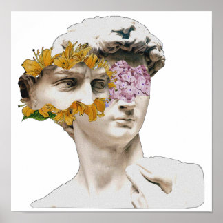 Estátua De David Michelangelo Floral Poster