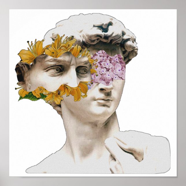 Estátua De David Michelangelo Floral Poster (Frente)