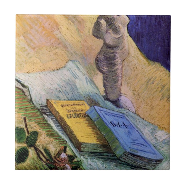 Estátua de Gesso Rosa e Romances Vincent van Gogh (Frente)