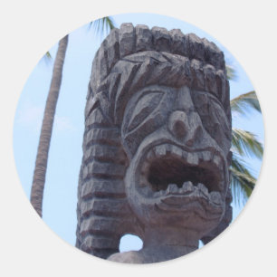 Estátua de Tiki em Kona, Havaí - etiqueta