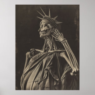 Estátua Icônica do Poster da Liberdade com Bandeir